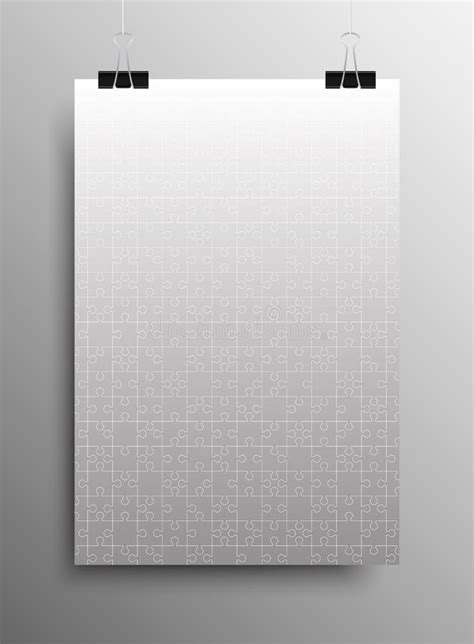 Vertical Poster A4 Puzzle Pieces Grey Puzzles Stock Vector