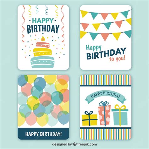 Premium Vector | Happy birthday cards collection