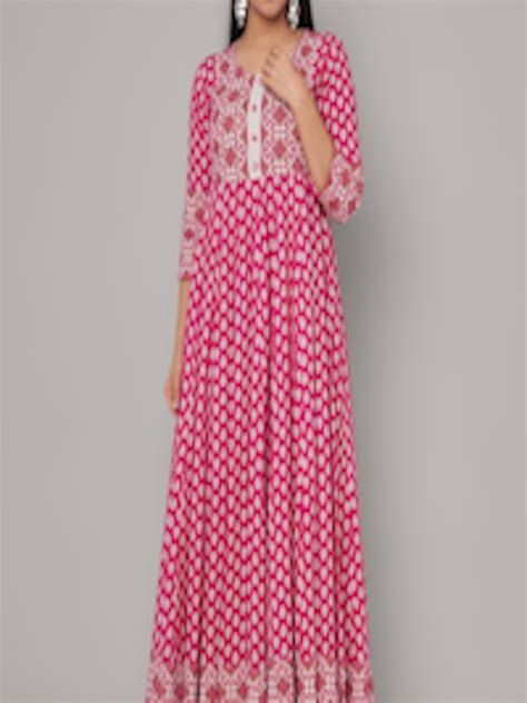 Buy Sanganeri Kurti Women Pink White Ethnic Motifs Printed Pastels