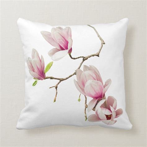 Magnolia White Throw Pillow Zazzle White Throw Pillows Hand