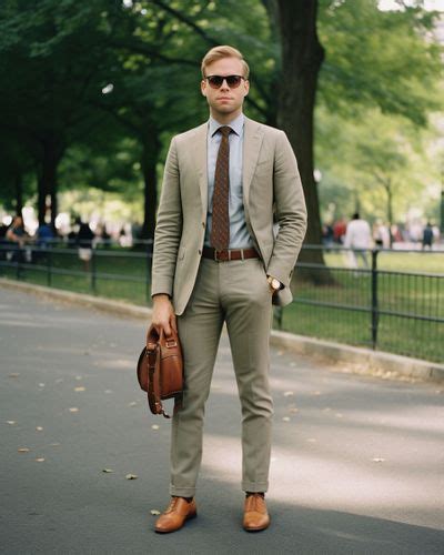 Traje De Negocios Gris Con Zapatos Marrones Claros Hockerty