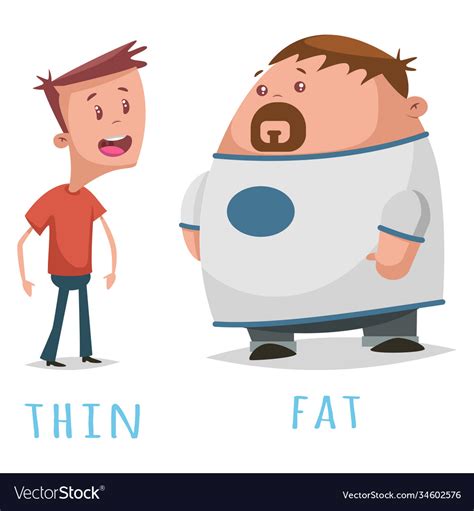 Opposite Adjectives Fat And Thin Royalty Free Vector Image