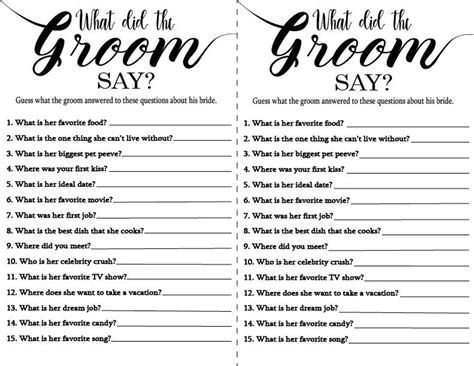 What Did The Groom Say Free Printable