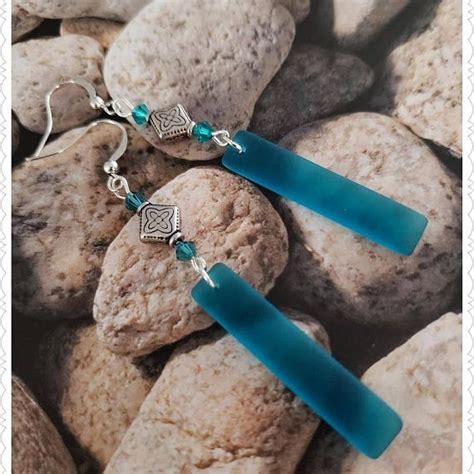 Sea Foam Colored Cultured Sea Glass Earrings Sea Glass Etsy Sea