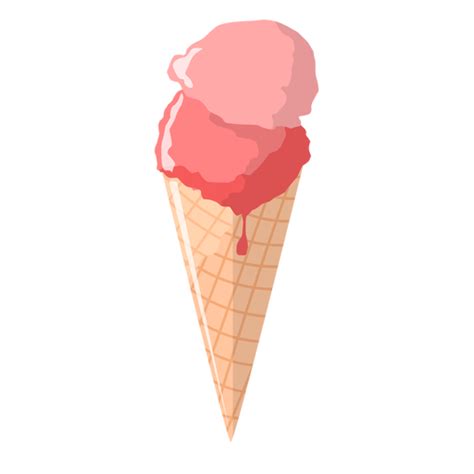 Strawberry Ice Cream Cone Illustration Transparent Png And Svg Vector