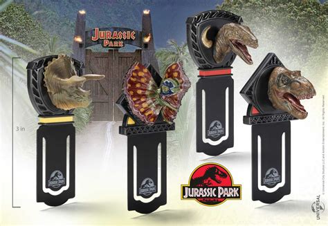 New ‘jurassic Park’ Dinosaur Bookmark Set Now Available From The Noble Collection Jurassic