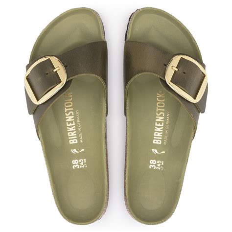 Madrid Big Buckle Oiled Leather Olive Green BIRKENSTOCK