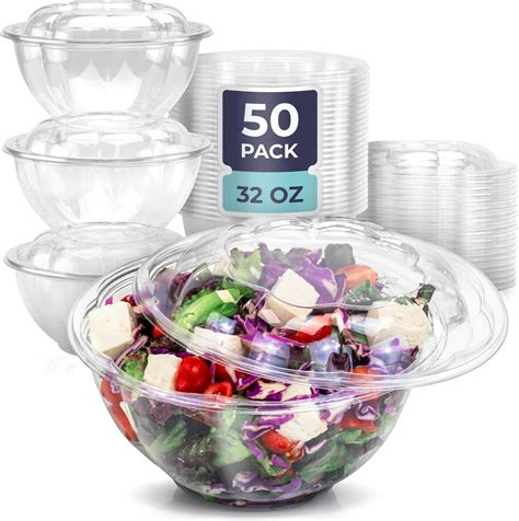 Amazon Smygoods Disposable Plastic Salad Bowls With Airtight Lids