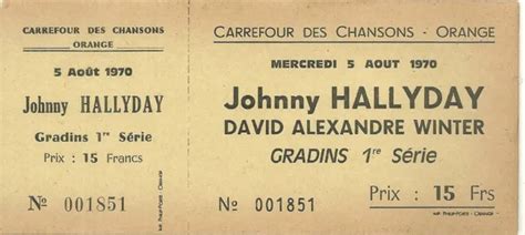 Rare Ticket Billet De Concert Johnny Hallyday Live A Orange