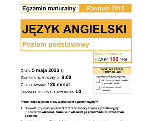 Matura Angielski Formu A Odpowiedzi I Arkusze Cke Formu A