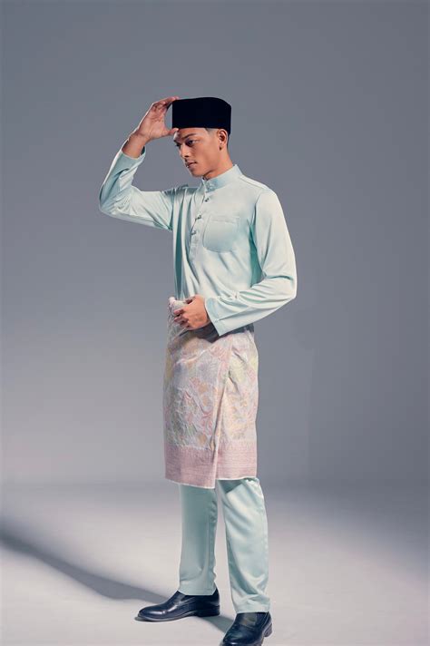 Baju Melayu Modern Fit Mint Green Bilal Rtw