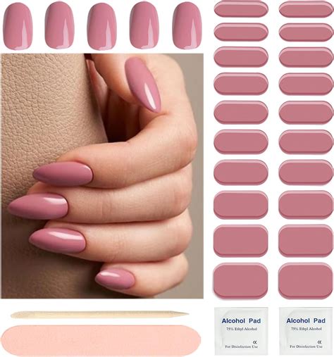 Amazon Wahrshei Semi Cured Gel Nail Strips Nude Pink Pcs Semi