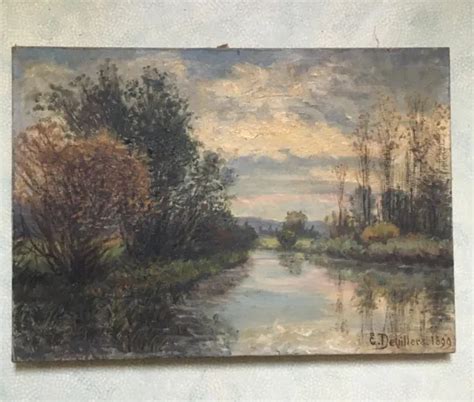 TABLEAU ANCIEN HUILE sur toile paysage signé daté EUR 25 00