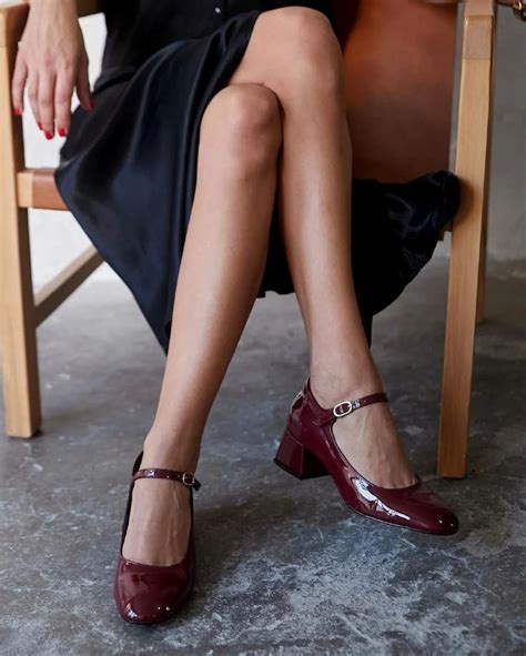 Burgundy Mary Jane Shoes,block Heel Sandals,black,red Mary Jane,womens ...