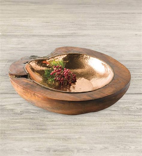 The Hammered Copper Inlay And Organic Shape Makes This Reclaimed Teak