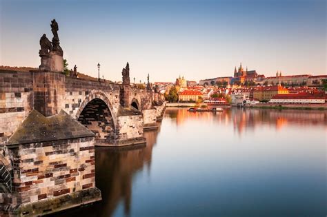 Premium Photo View Of Old Town With Prague Castle And Charles Bridge At Sunrise In Prague