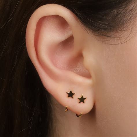 Star Huggie Earrings Etsy