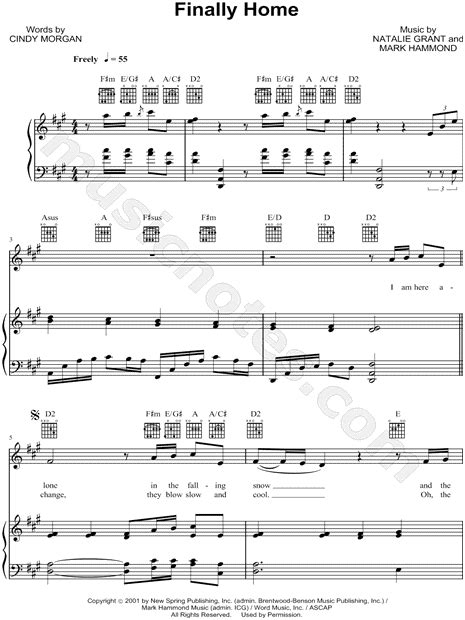 Natalie Grant Finally Home Sheet Music In Bb Major Transposable Download And Print Sku