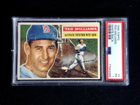 ORIGINAL TED WILLIAMS 1956 TOPPS BASEBALL CARD 5 PSA 1 POOR RED SOX