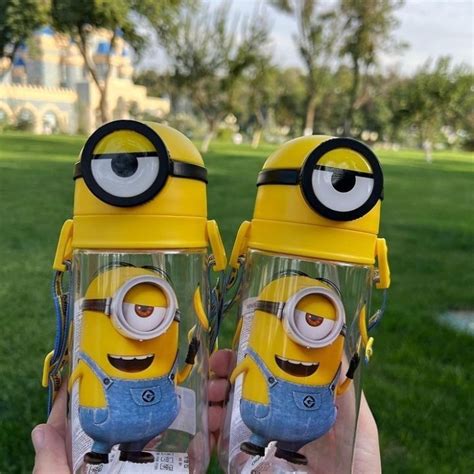 Jual Miniso Minions Collection Plastic Water Bottle With Straw And