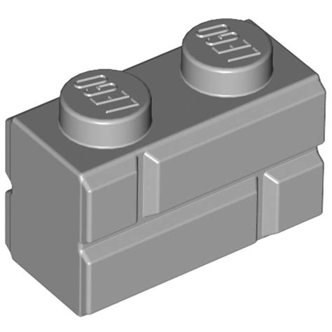 Lego Medium Stone Gray Brick X With Embossed Bricks Brick