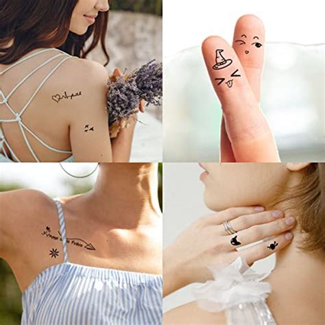 64 Sheets Tiny Finger Temporary Tattoos Kit Stickers Minimalist Smal