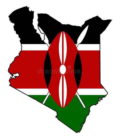 Carte Silhouette Du Drapeau Kenya Illustration De Vecteur