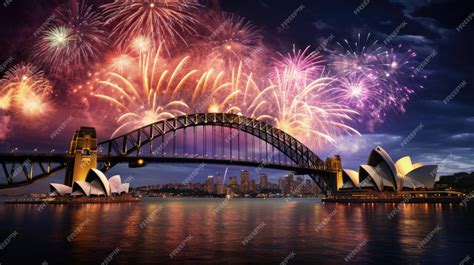 Premium AI Image | Sydney Harbour Bridge Fireworks Opera House Australia