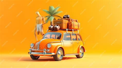 Premium AI Image | Funny retro car with summer vacation accessory Generative ai