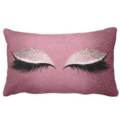 Burgundy Glitter Lashes Eyes Rose Makeup Sleep Lumbar Pillow Zazzle