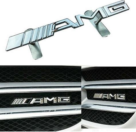 Chrome Metal Mercedes Benz Amg Front Grill Bonnet Badge Emblem Grill