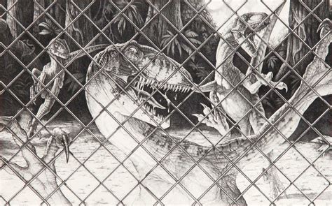 Jurassic Park - Raptors Behind a Fence by IHeartJurassicPark on DeviantArt