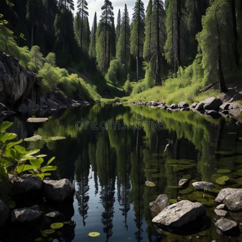 Beautiful Lake in the Forest. Mountain Lake in the Forest Stock Image ...