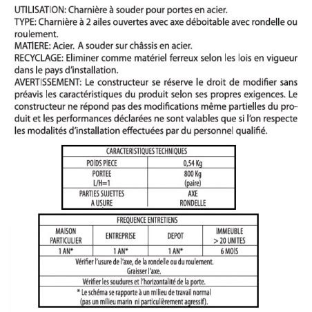 Charni Re Lourde Acier Souder Avec Ailes Doubles Esse Fr