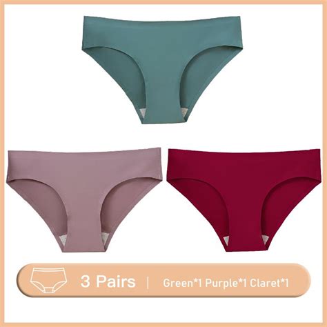 Buy 3 Pcs Lot M 3xl Plus Size Solid Color Seamless Panties Women S Low Waist Sheer Soft Briefs