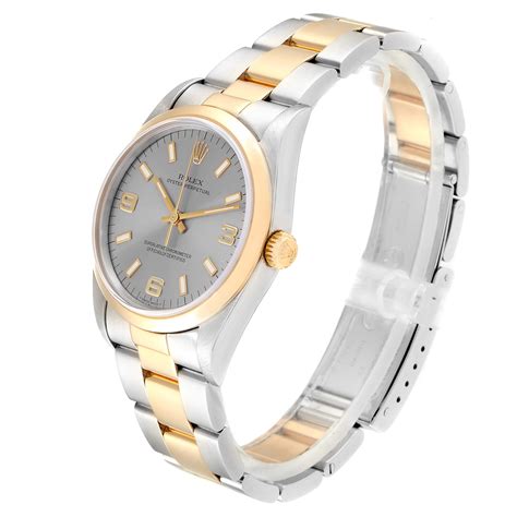 Rolex Oyster Perpetual Domed Bezel Steel Yellow Gold Mens Watch