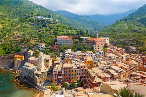 Premium Photo Aerial Panoramic View Of Vernazza Fishing Village In