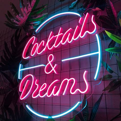 Cocktails And Dreams Led Neon Sign Bar Neon Sign Wall Etsy