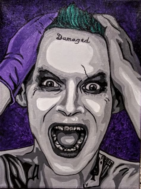 Jared Leto The Joker Acrylic Fan Art On Canvas Etsy Joker Jared