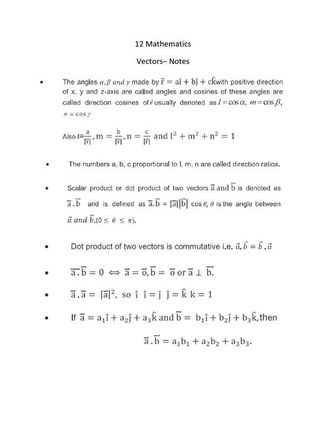 Solution 12 Mathematics Vector Algebra Notes Video Link 0 Studypool