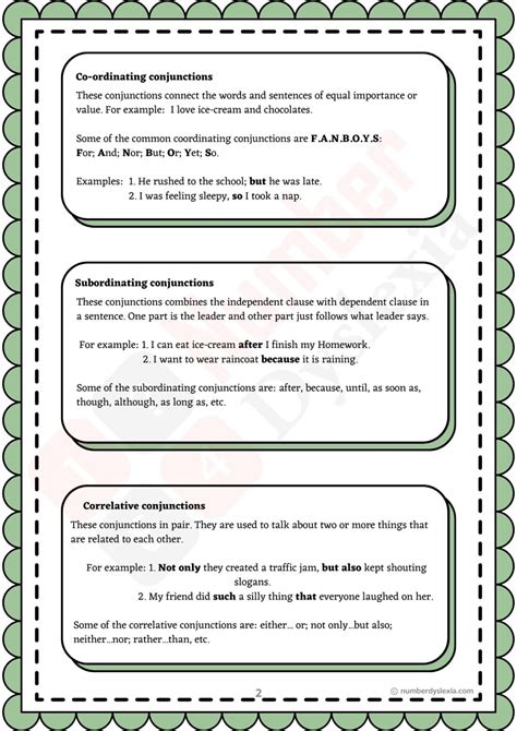 Conjunction Lesson Plan Number Dyslexia