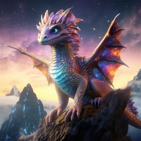 Premium AI Image A Mystical Magical Dragon Sits On A Huge Rock