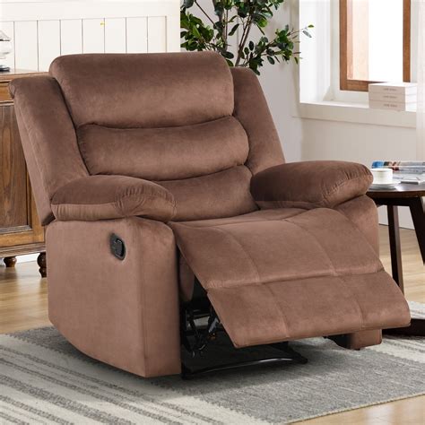 Bonzy Home Single Recliner Chairs For Living Room Overstuffed Breathable Fabric Reclining Chair