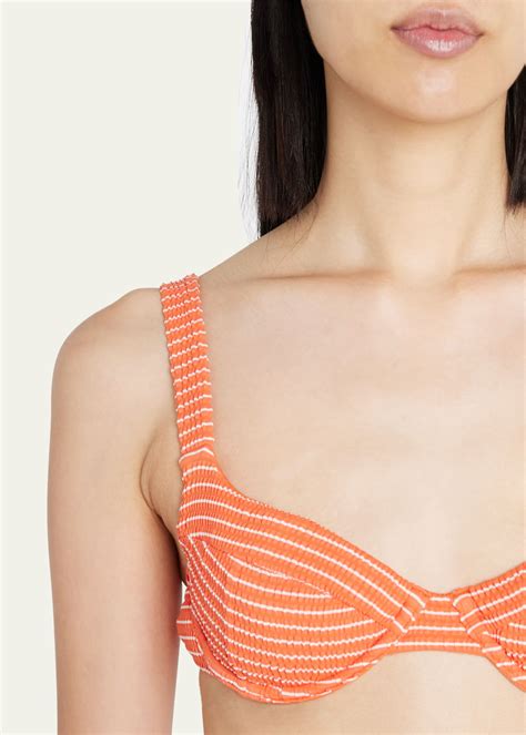 Simkhai Lia Seersucker Striped Bustier Bikini Top Bergdorf Goodman