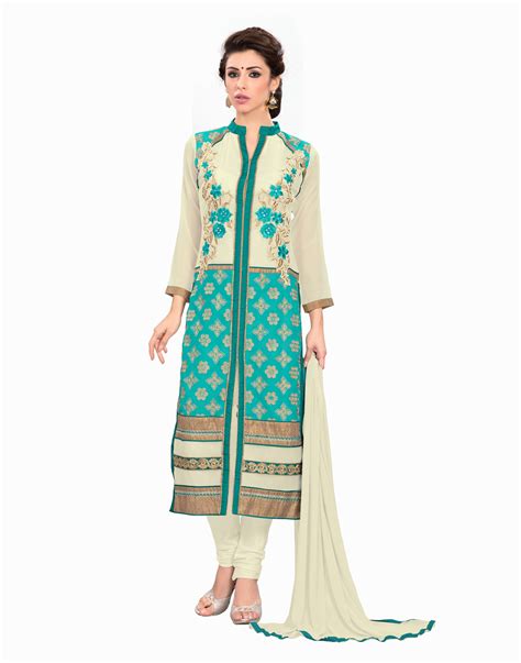 Buy The Four Hundred Lemon Yellow Rama Green Embroidery Chudidar Dress