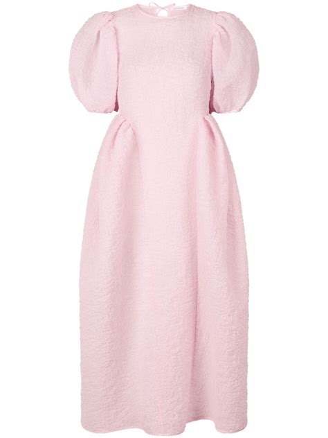 Cecilie Bahnsen Ulani Bow Detail Matelassé Dress Pink Farfetch