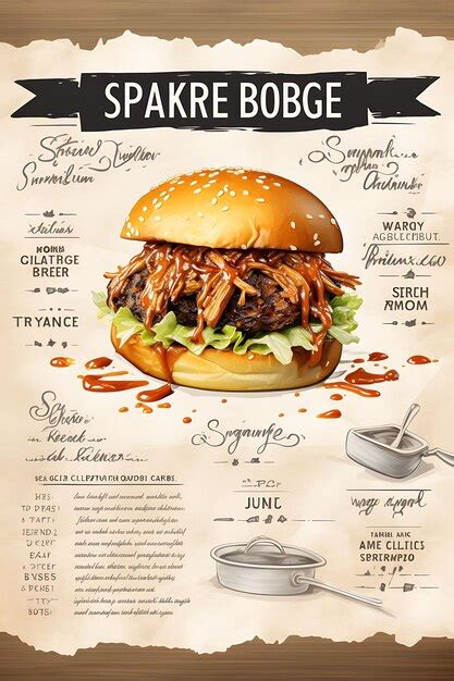 Premium Ai Image Design Of Barbecue Pulled Pork Sandwich Menu Smoky