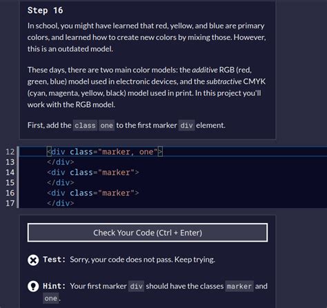 No Explaination Of Multiple Classes Css Markers Step 16 Html Css The Freecodecamp Forum