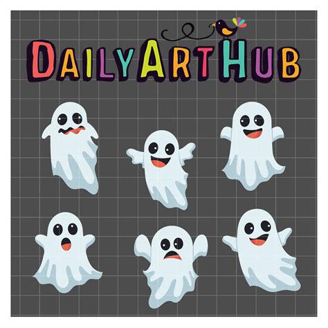 Happy Ghost Clip Art Set – Daily Art Hub // Graphics, Alphabets & SVG