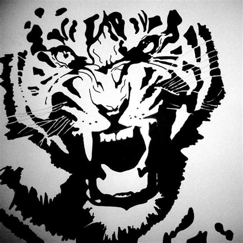 Tiger stencil. | Colorful animal paintings, Antler art drawing, Tiger ...